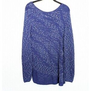 NIC + ZOE Sweater Womens Size L Blue Tunic Stretchy‎ Semi Sheer Casual Office